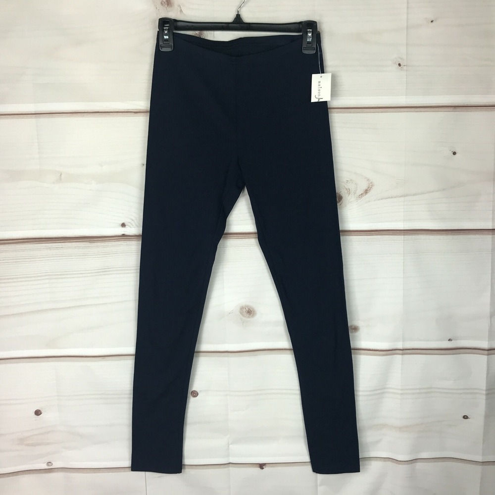 Maison Jules Leggings Womens XS Blue Solid Pull On Mid Rise Ankle Cotton‎ Knit